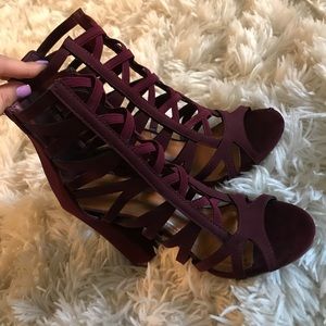 Wine strapped heels